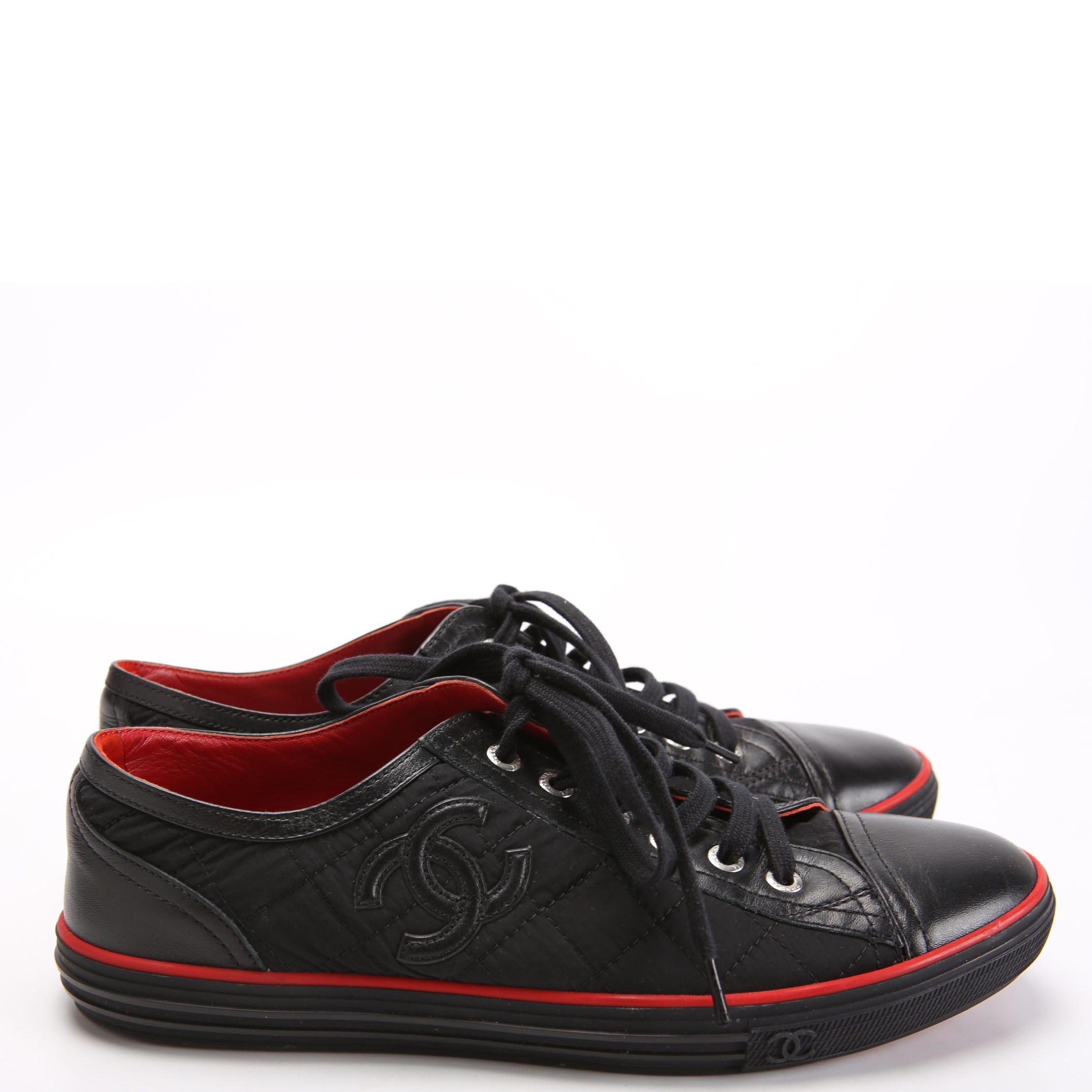 CC Cap Toe Sneakers Size 38.5 Black/Red