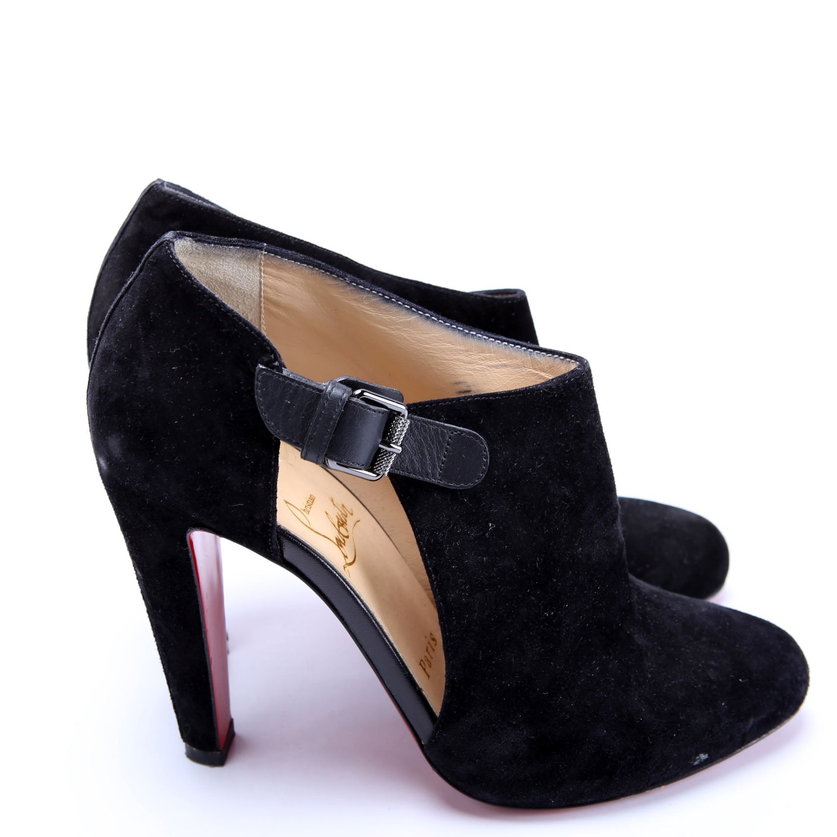 Seferme Cutout Suede Booties Size 37 Black