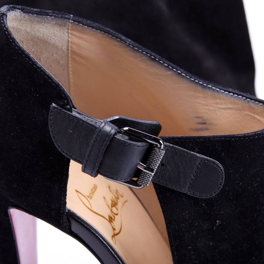 Seferme Cutout Suede Booties Size 37 Black