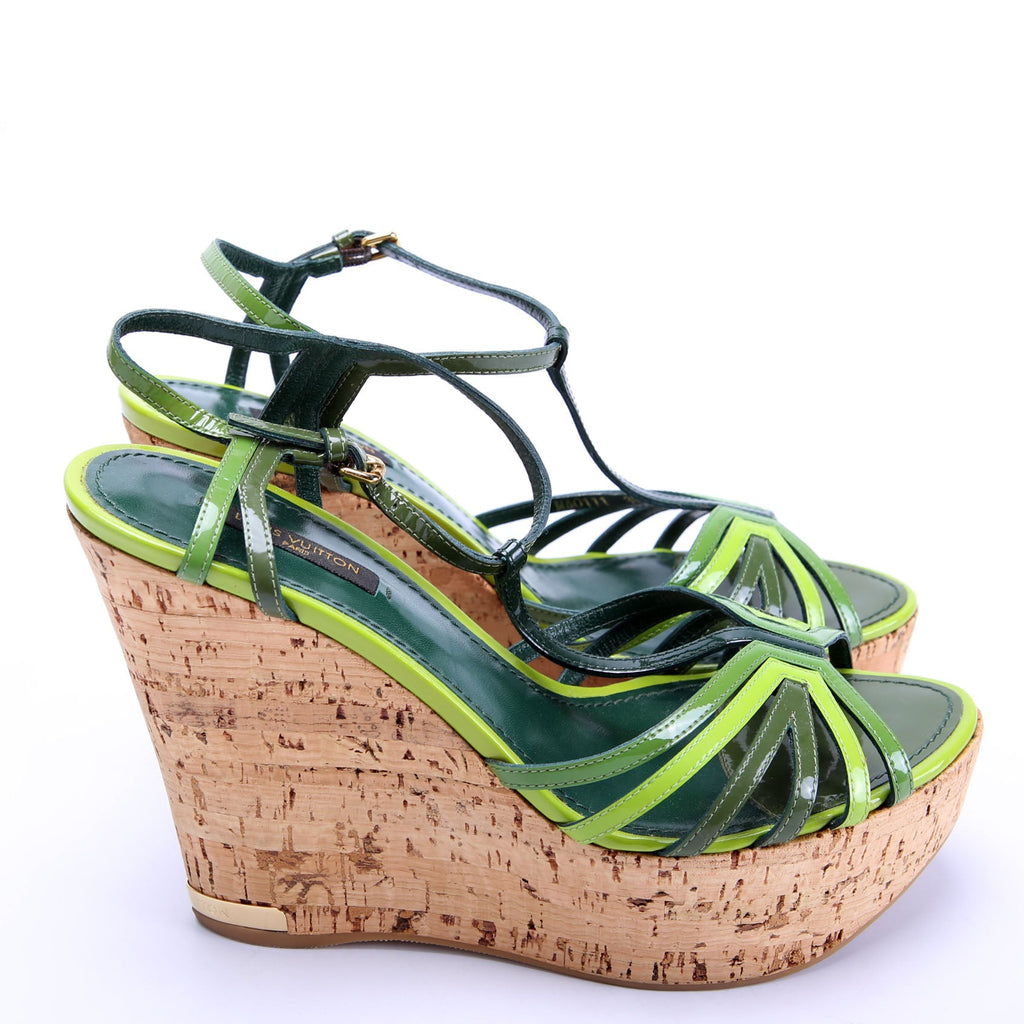 Summertime Cork Wedges Size 39 Green