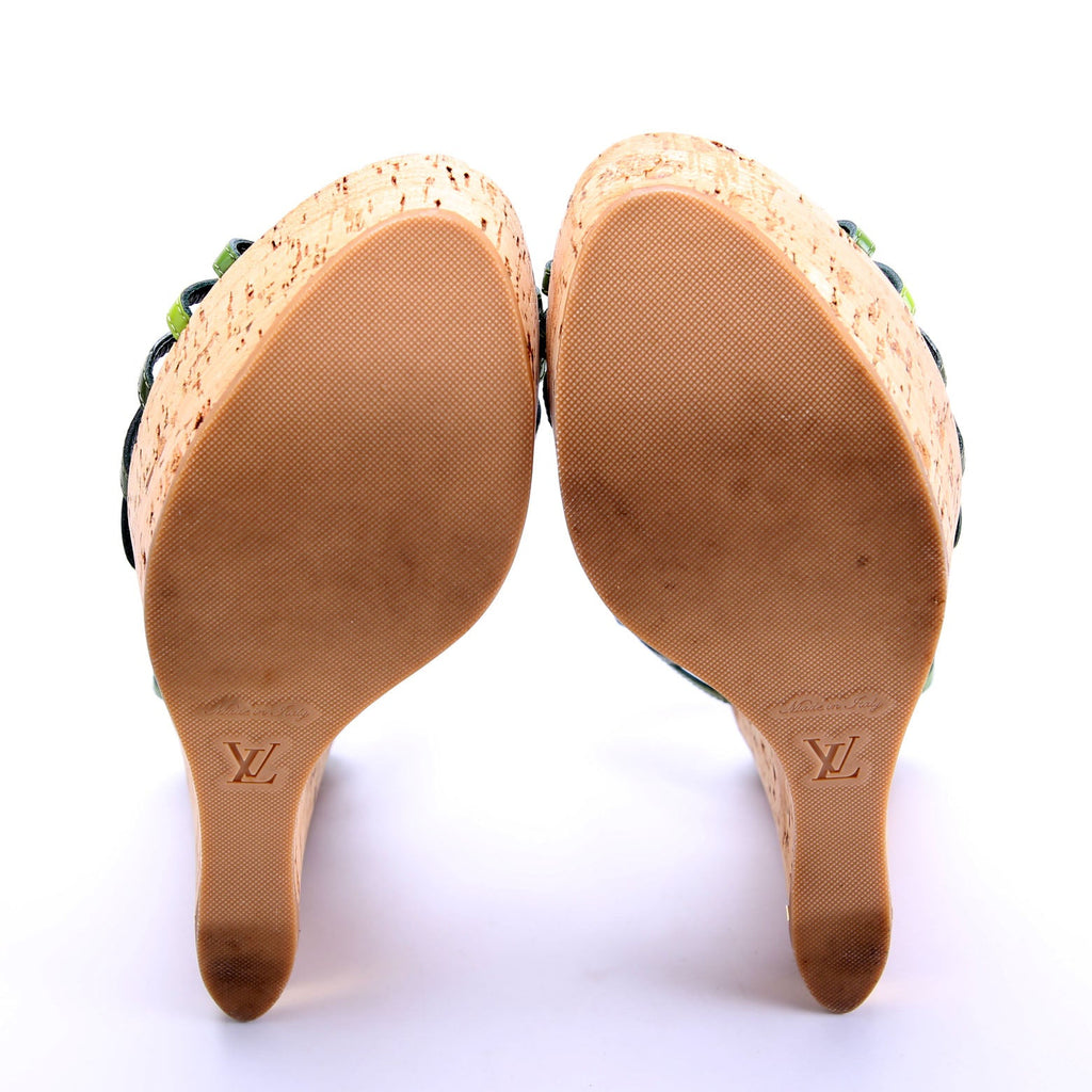 Summertime Cork Wedges Size 39 Green