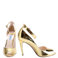 Ankle Strap Peep-Toe Heels Size 41 Gold