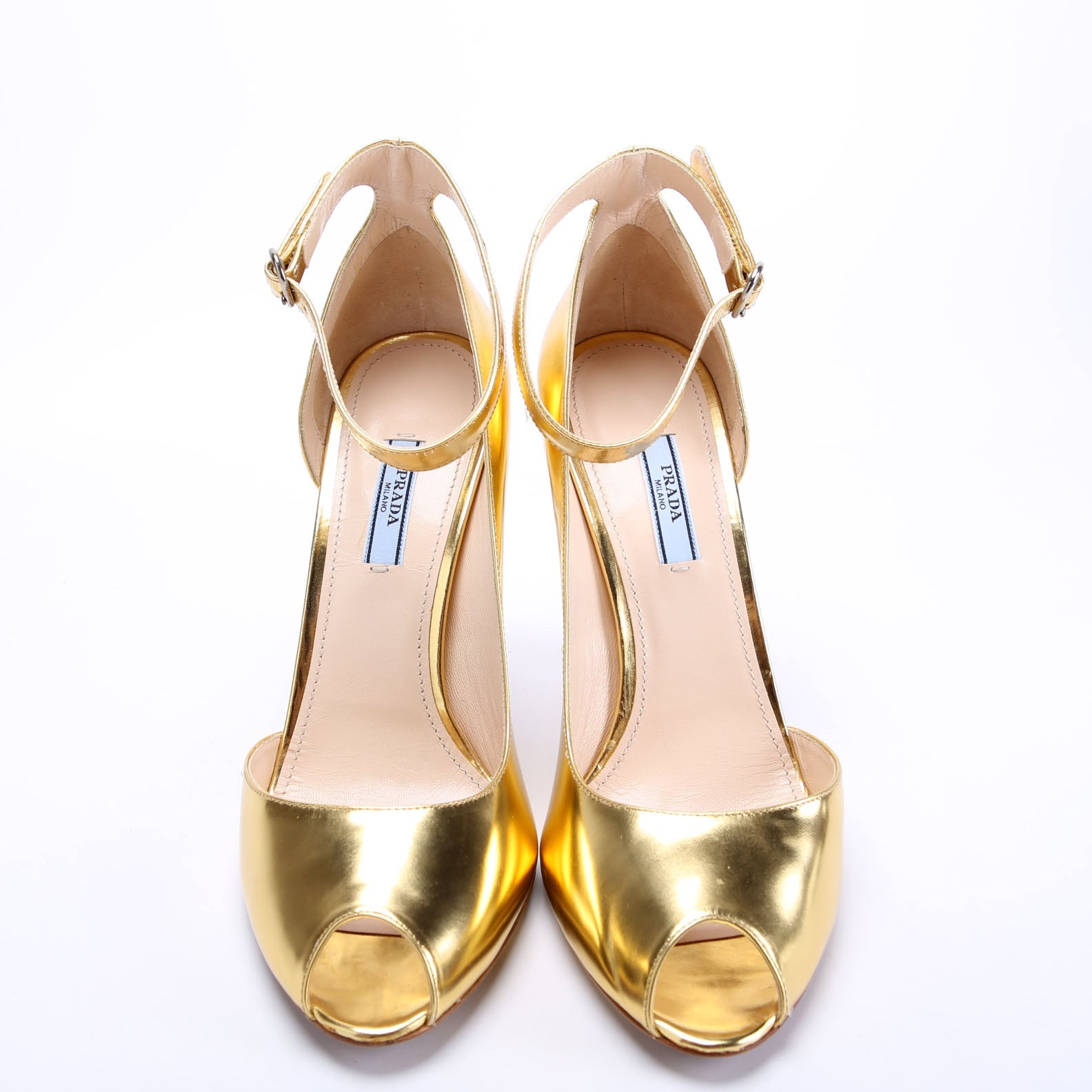 Ankle Strap Peep-Toe Heels Size 41 Gold