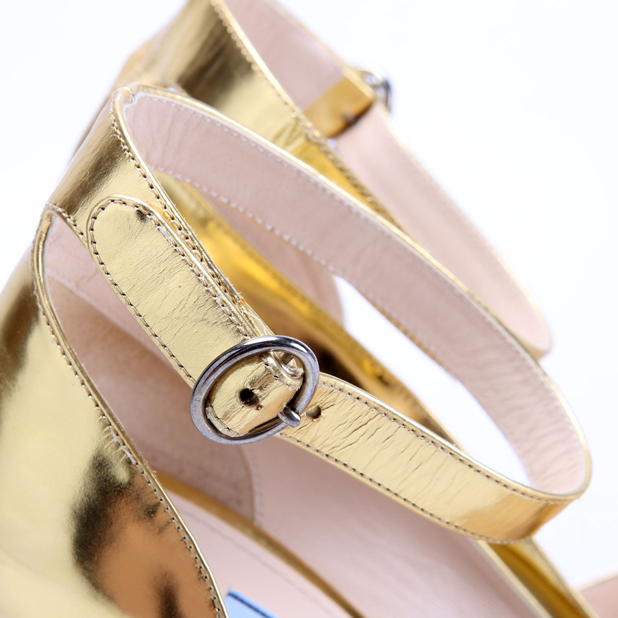 Ankle Strap Peep-Toe Heels Size 41 Gold