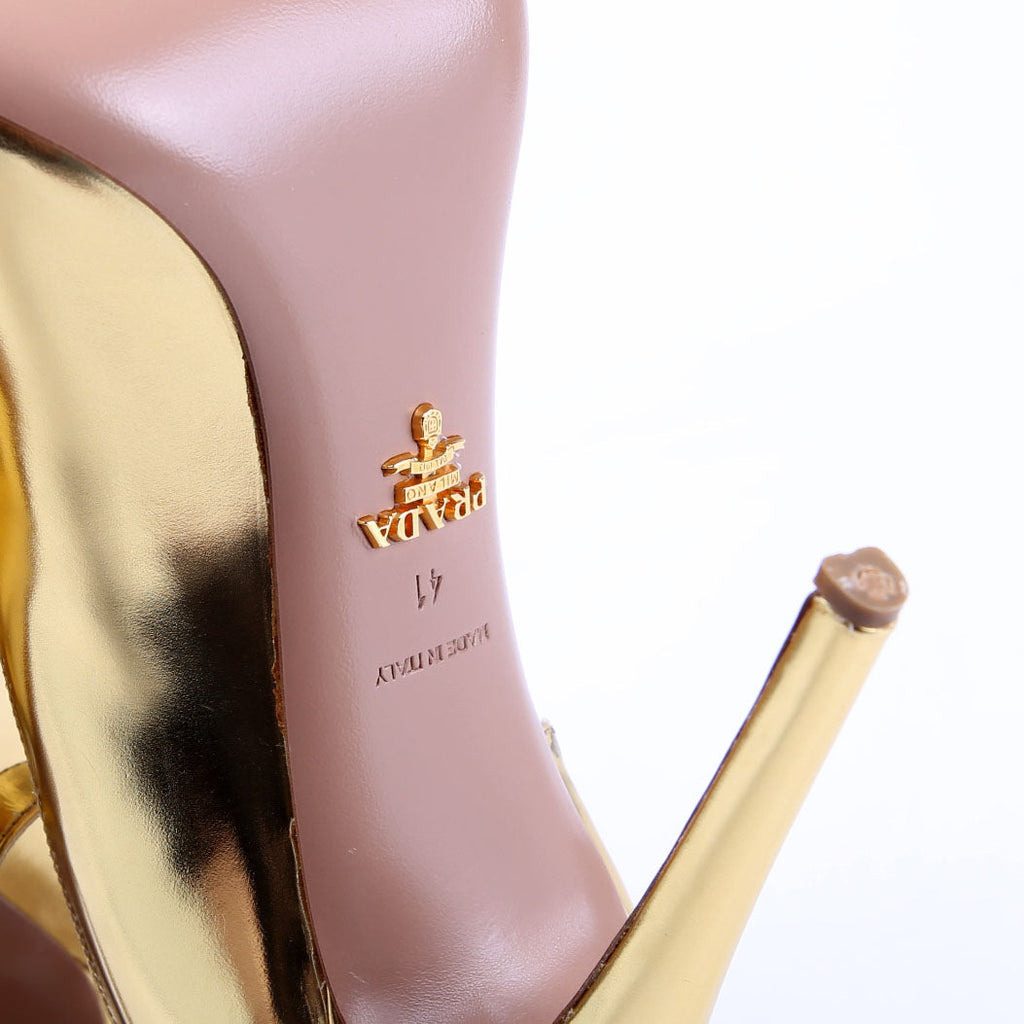 Ankle Strap Peep-Toe Heels Size 41 Gold
