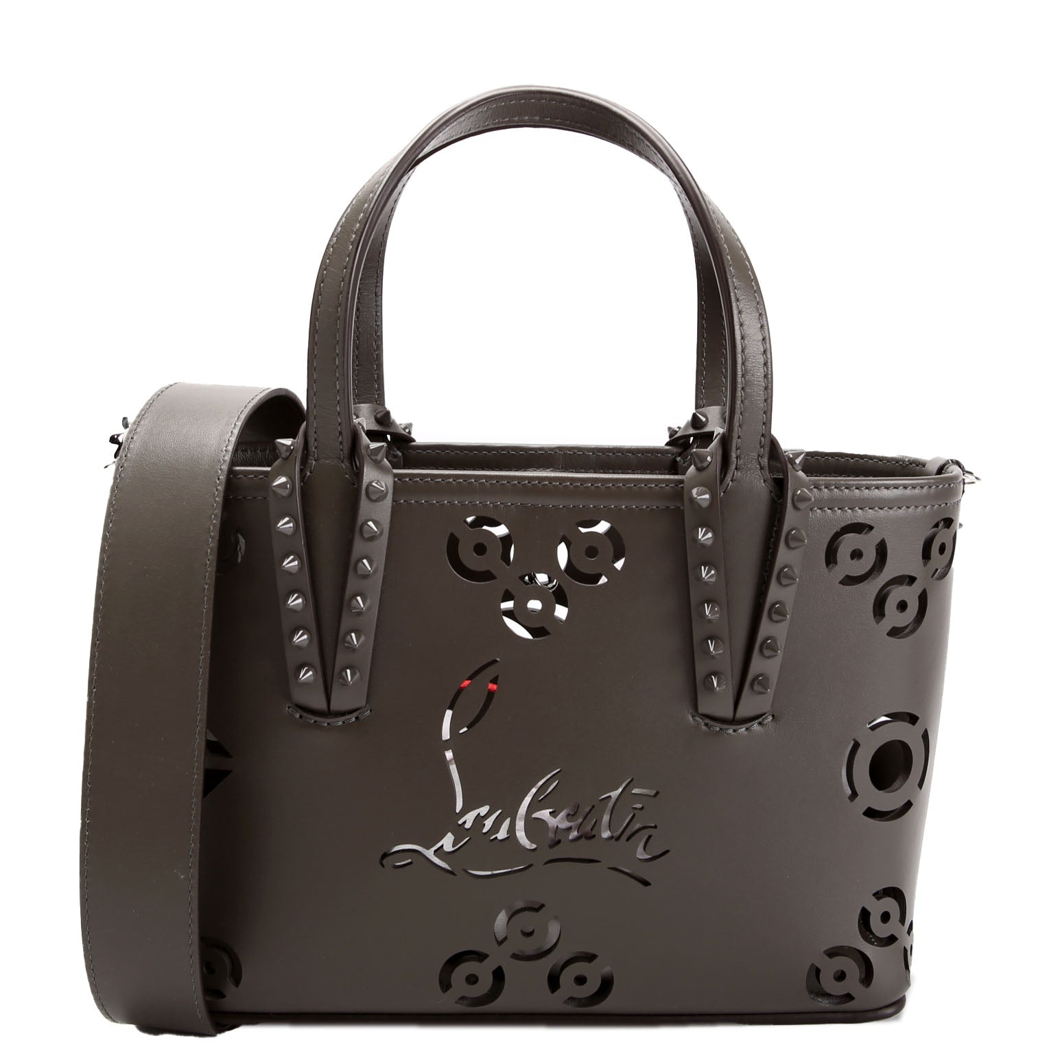 Cabata Mini Loubinthesky Perforate Tote Gray/Red
