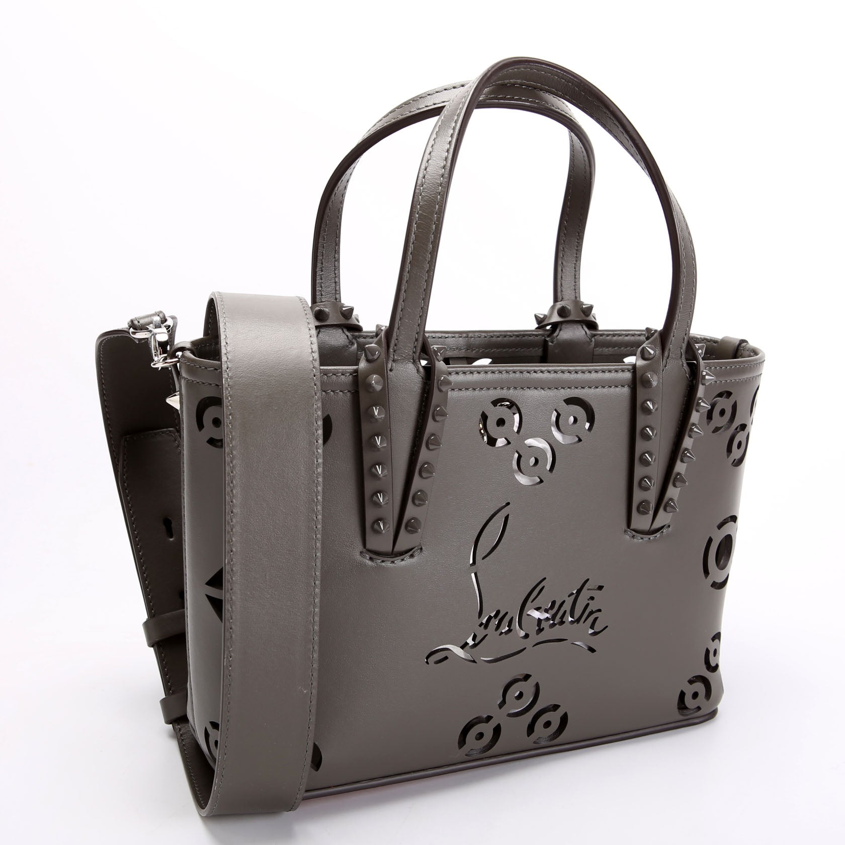 Cabata Mini Loubinthesky Perforate Tote Gray/Red