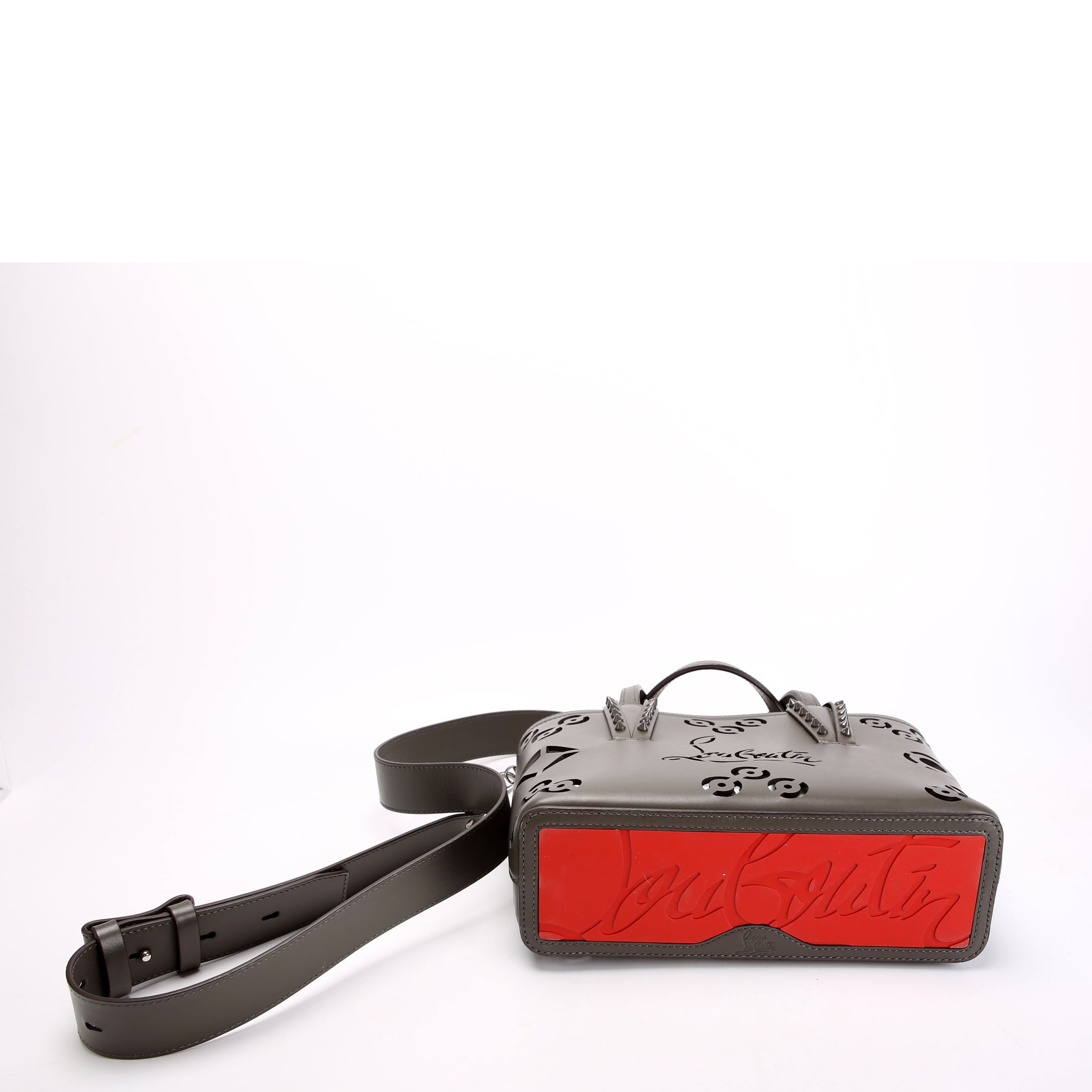 Cabata Mini Loubinthesky Perforate Tote Gray/Red
