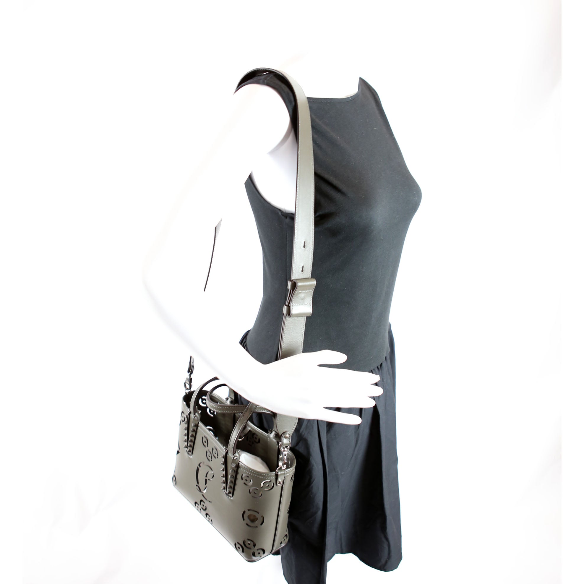 Cabata Mini Loubinthesky Perforate Tote Gray/Red