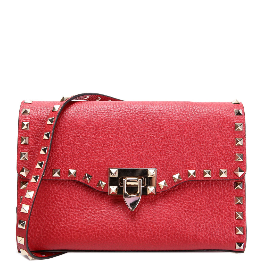 Rockstud Small Flip Lock Crossbody Red