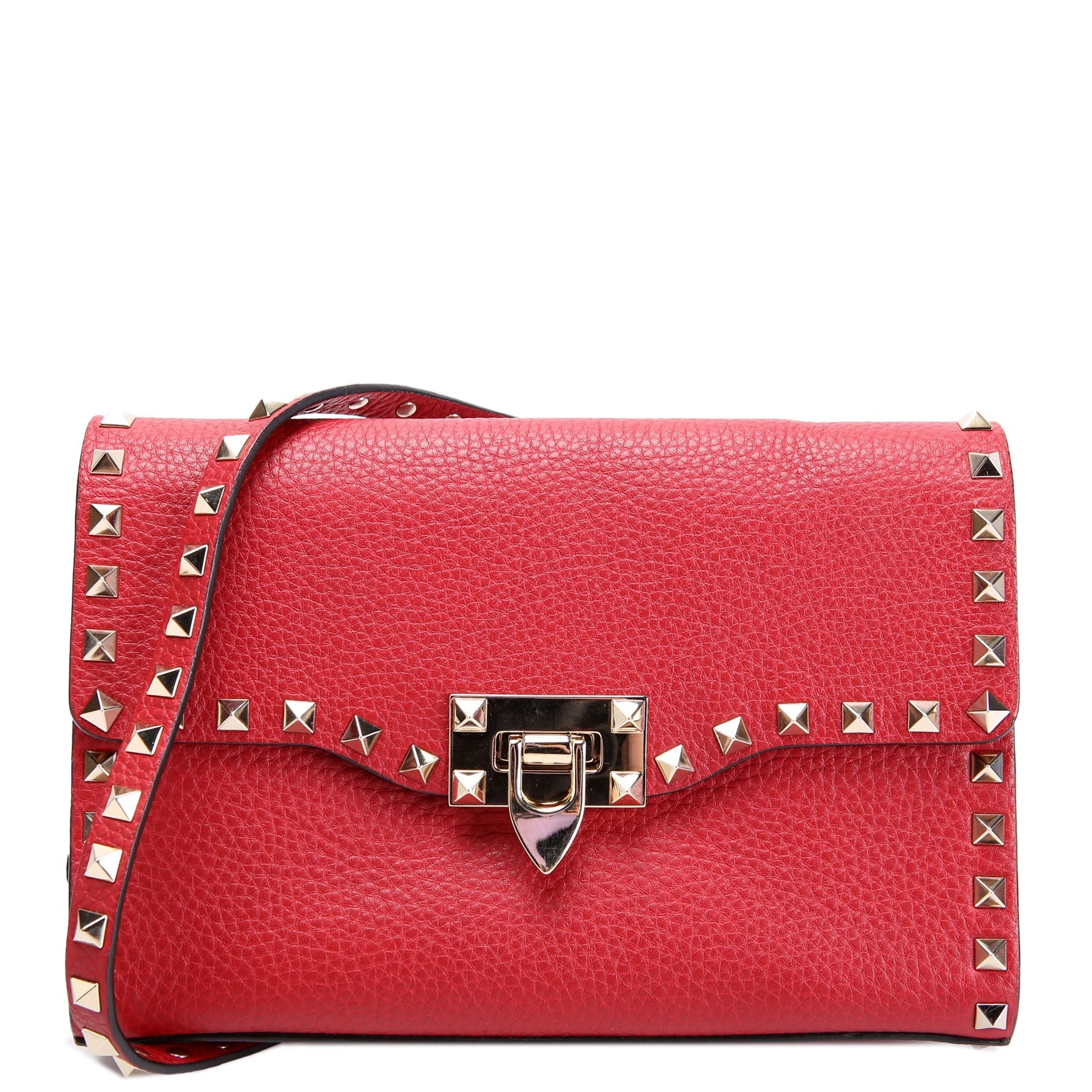 Rockstud Small Flip Lock Crossbody Red