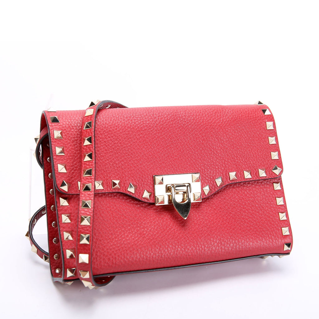 Rockstud Small Flip Lock Crossbody Red