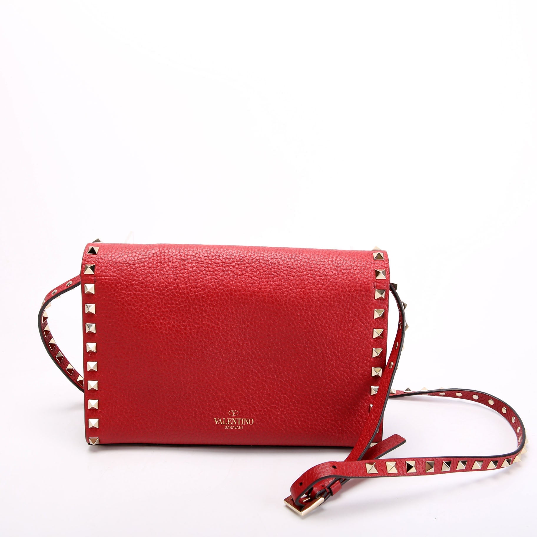 Rockstud Small Flip Lock Crossbody Red