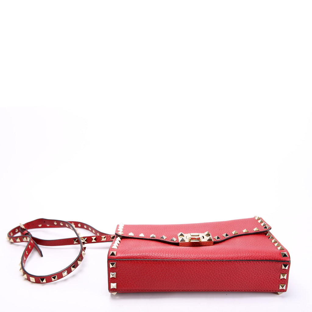 Rockstud Small Flip Lock Crossbody Red