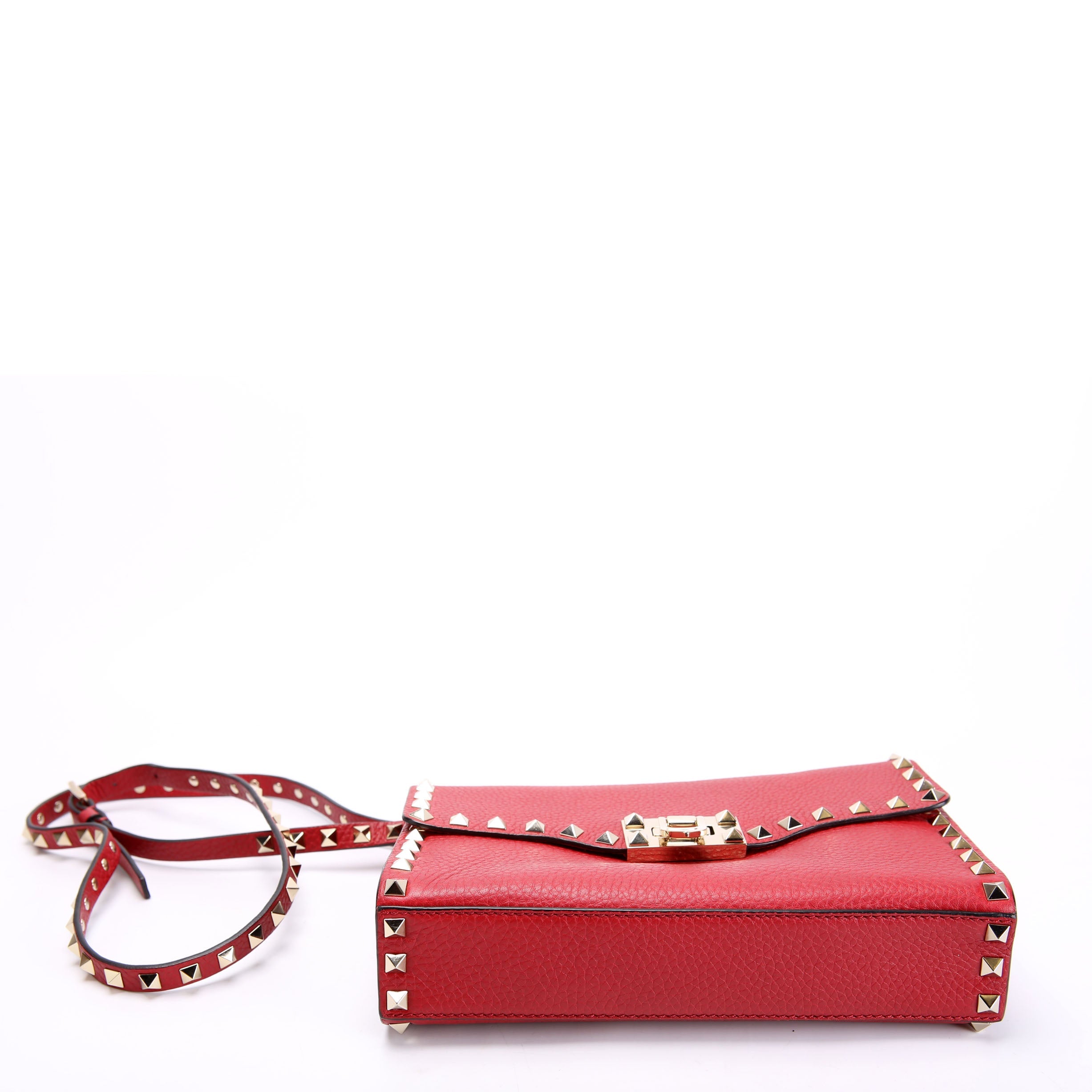 Rockstud Small Flip Lock Crossbody Red