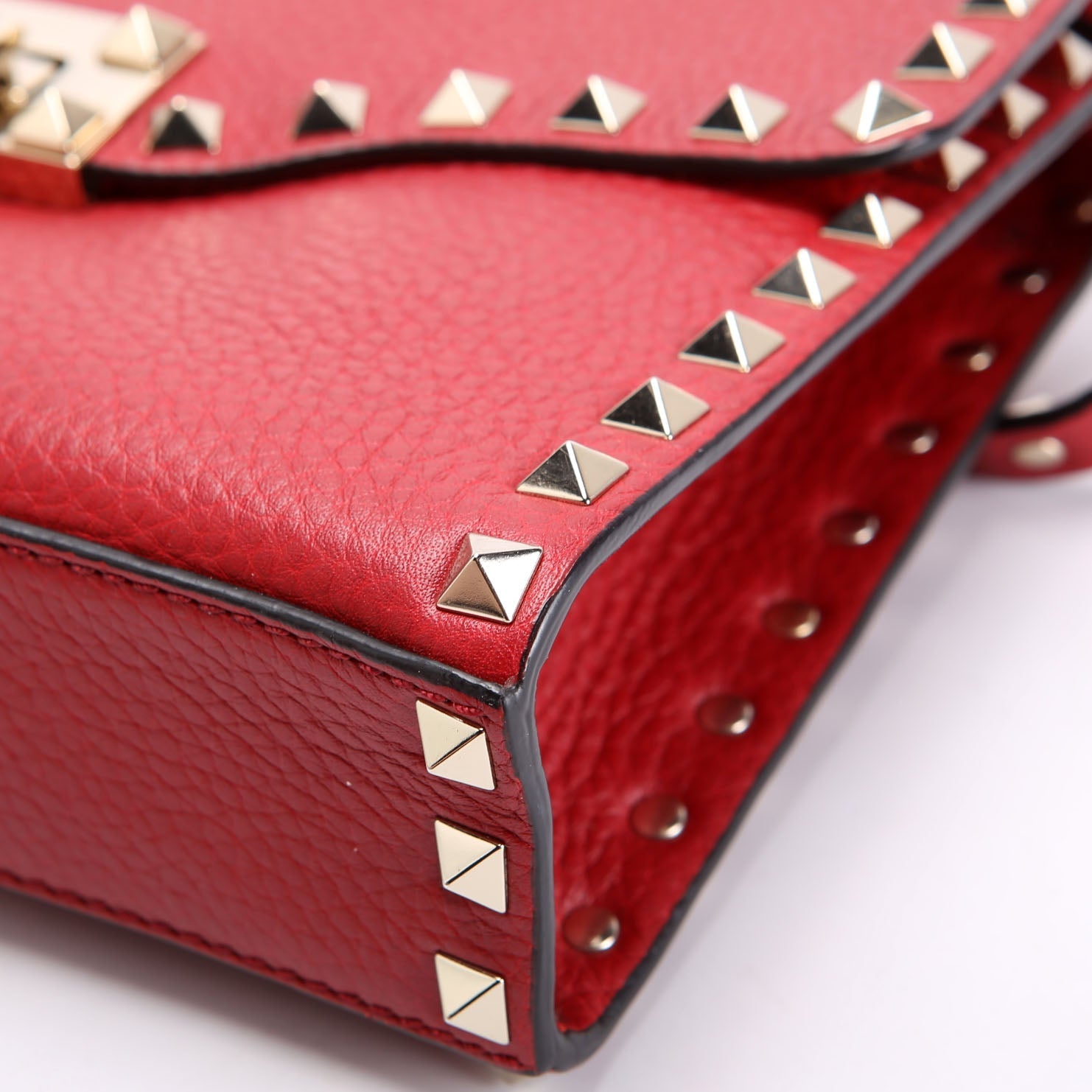 Rockstud Small Flip Lock Crossbody Red