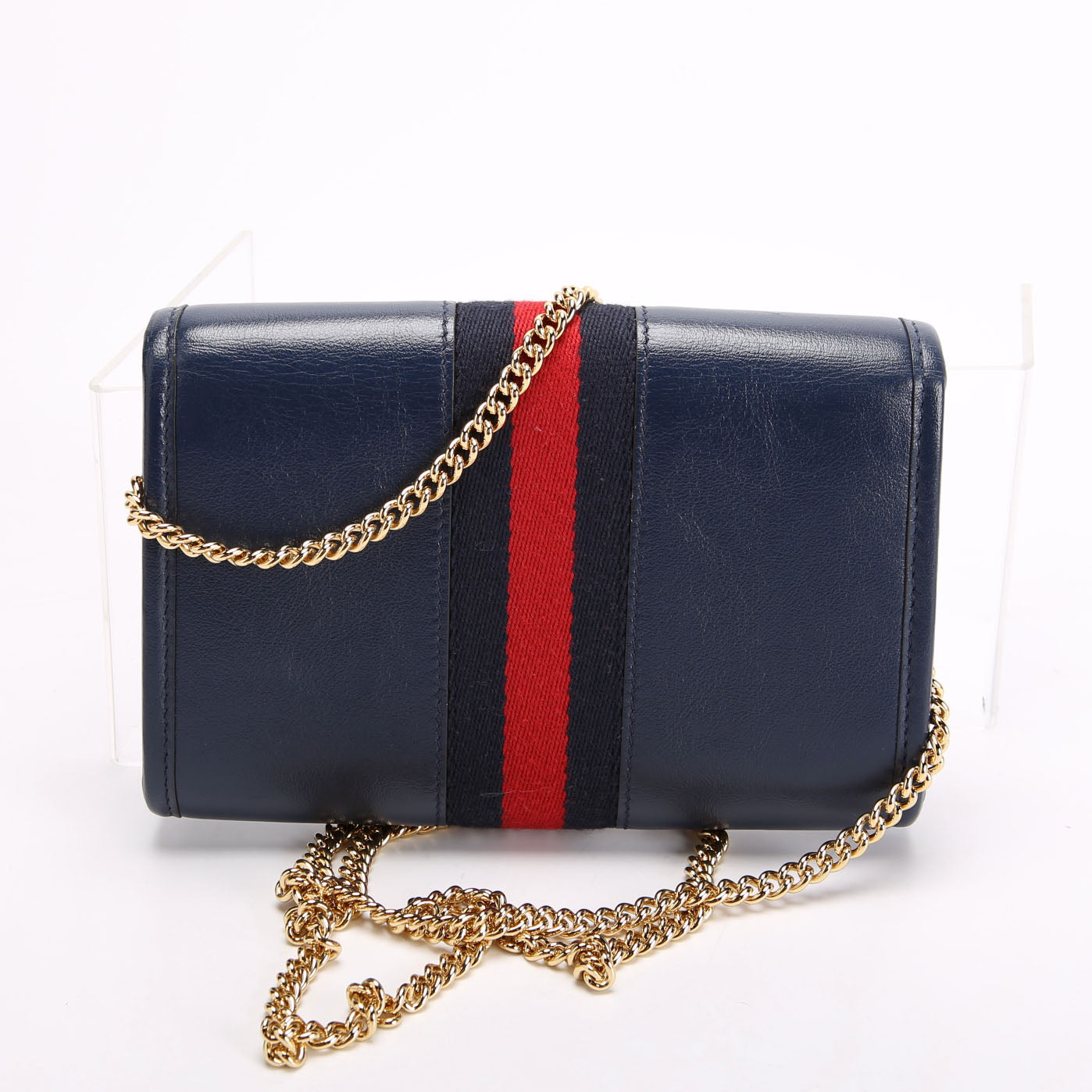 Gucci 573797 Rajah Web Mini Bag Leather Navy