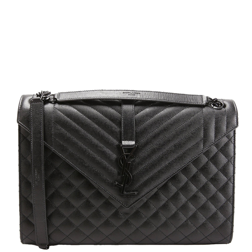 SAINT LAURENT Envelope Large Triquilt 600166 Black