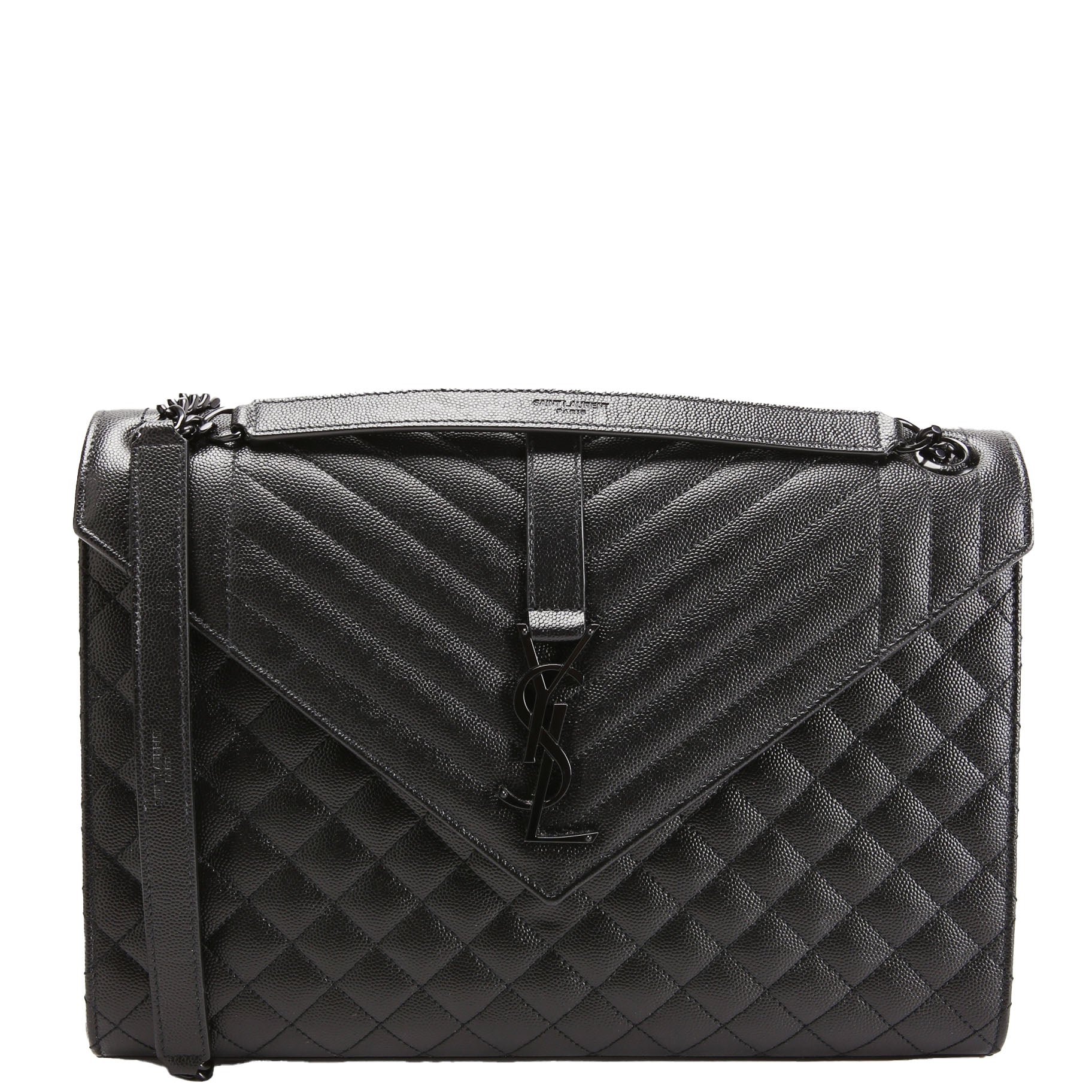 SAINT LAURENT Envelope Large Triquilt 600166 Black