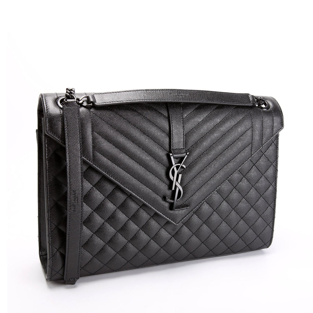 SAINT LAURENT Envelope Large Triquilt 600166 Black