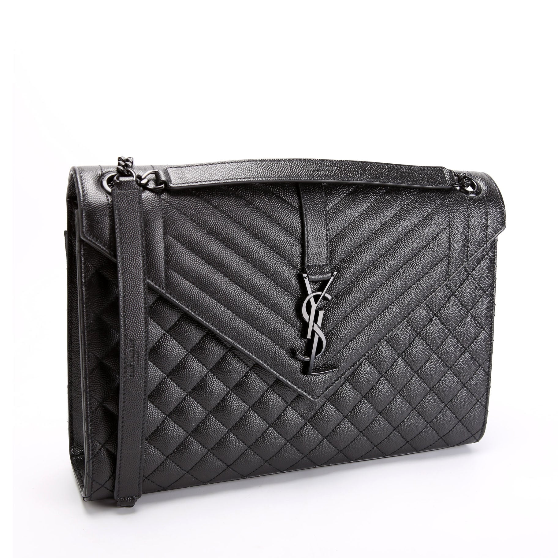SAINT LAURENT Envelope Large Triquilt 600166 Black