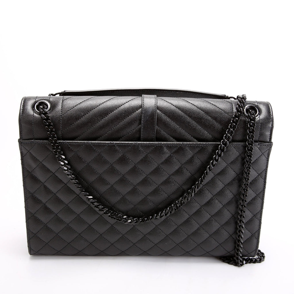 SAINT LAURENT Envelope Large Triquilt 600166 Black