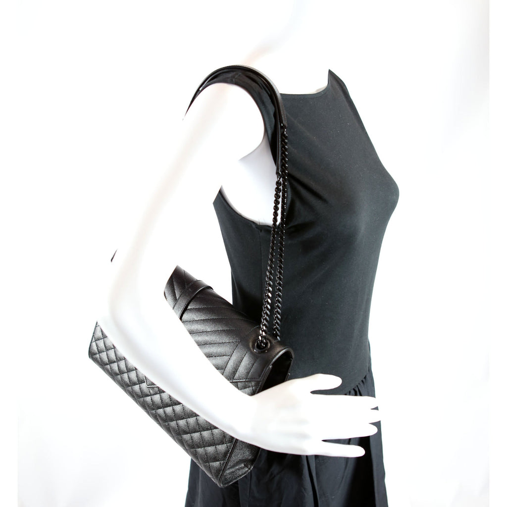 SAINT LAURENT Envelope Large Triquilt 600166 Black