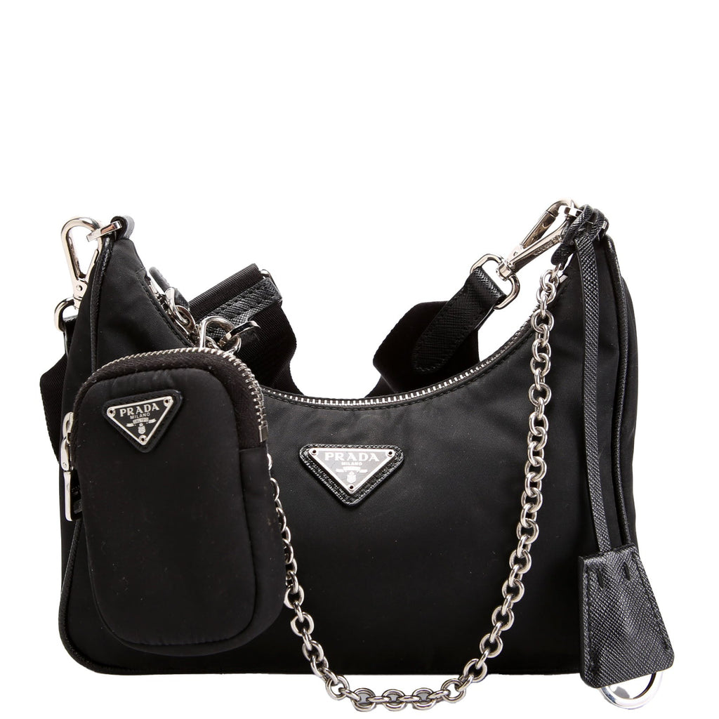 Prada 1BH204 Nylon Re-Edition 2005 Shoulder Bag Black/Silver