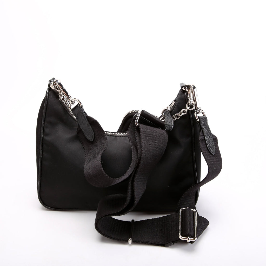 Prada 1BH204 Nylon Re-Edition 2005 Shoulder Bag Black/Silver