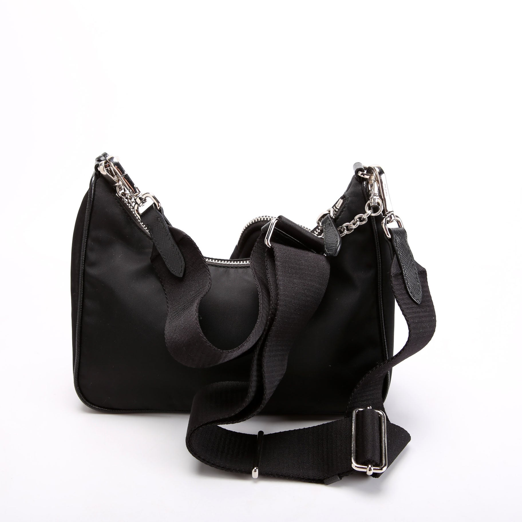 Prada 1BH204 Nylon Re-Edition 2005 Shoulder Bag Black/Silver
