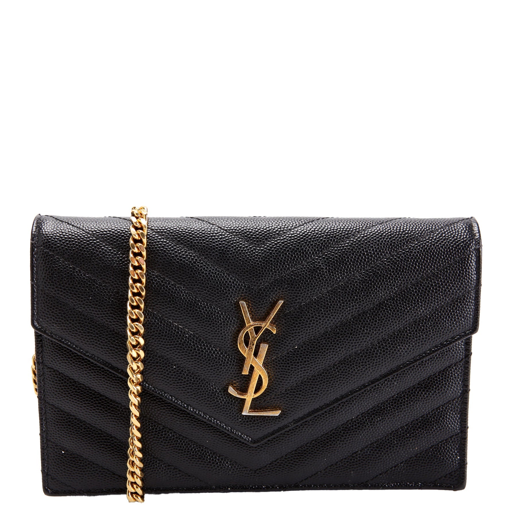 SAINT LAURENT Envelope Chain Wallet 393953 Black