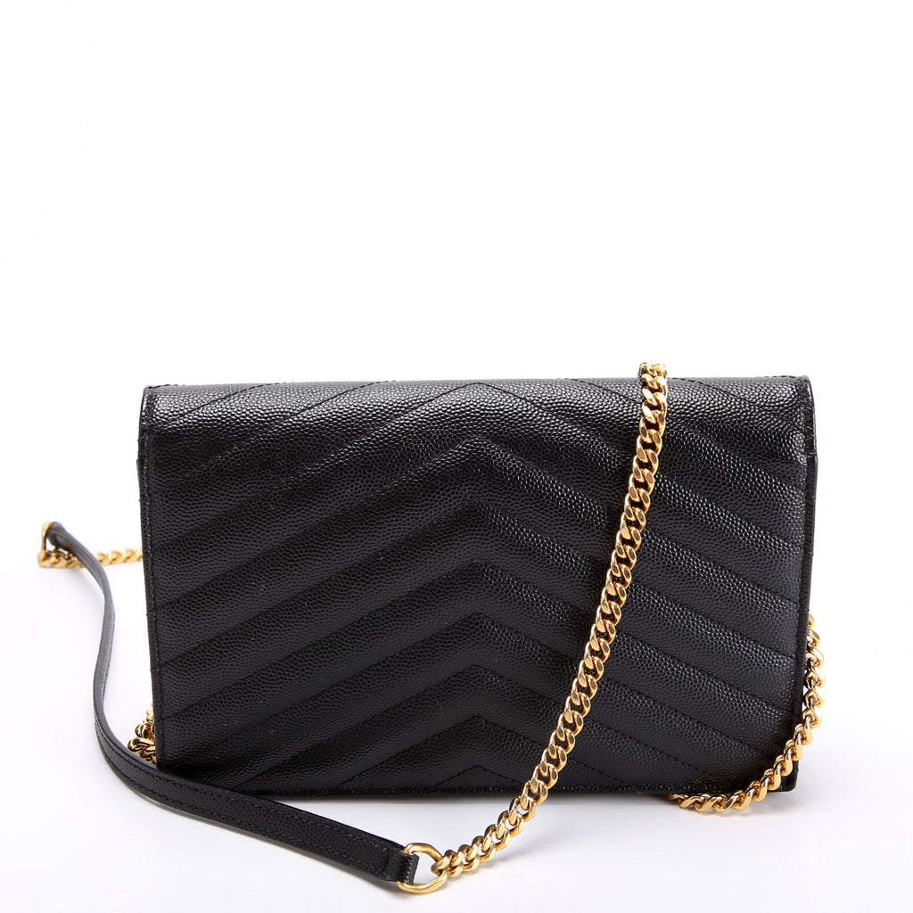 SAINT LAURENT Envelope Chain Wallet 393953 Black