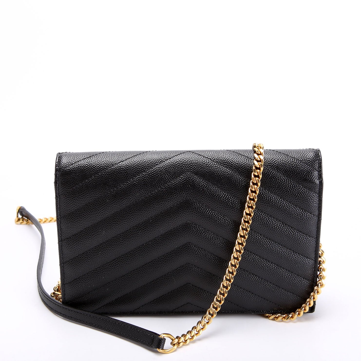 SAINT LAURENT Envelope Chain Wallet 393953 Black