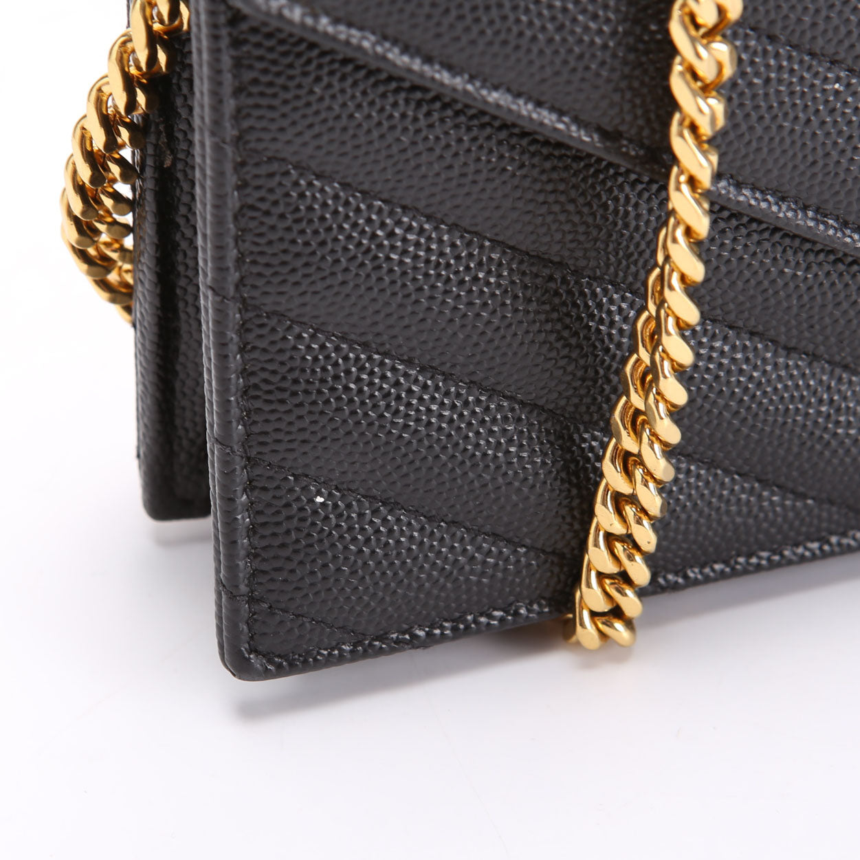 SAINT LAURENT Envelope Chain Wallet 393953 Black