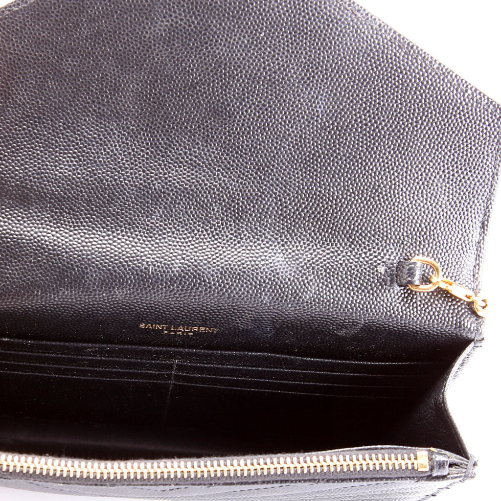SAINT LAURENT Envelope Chain Wallet 393953 Black