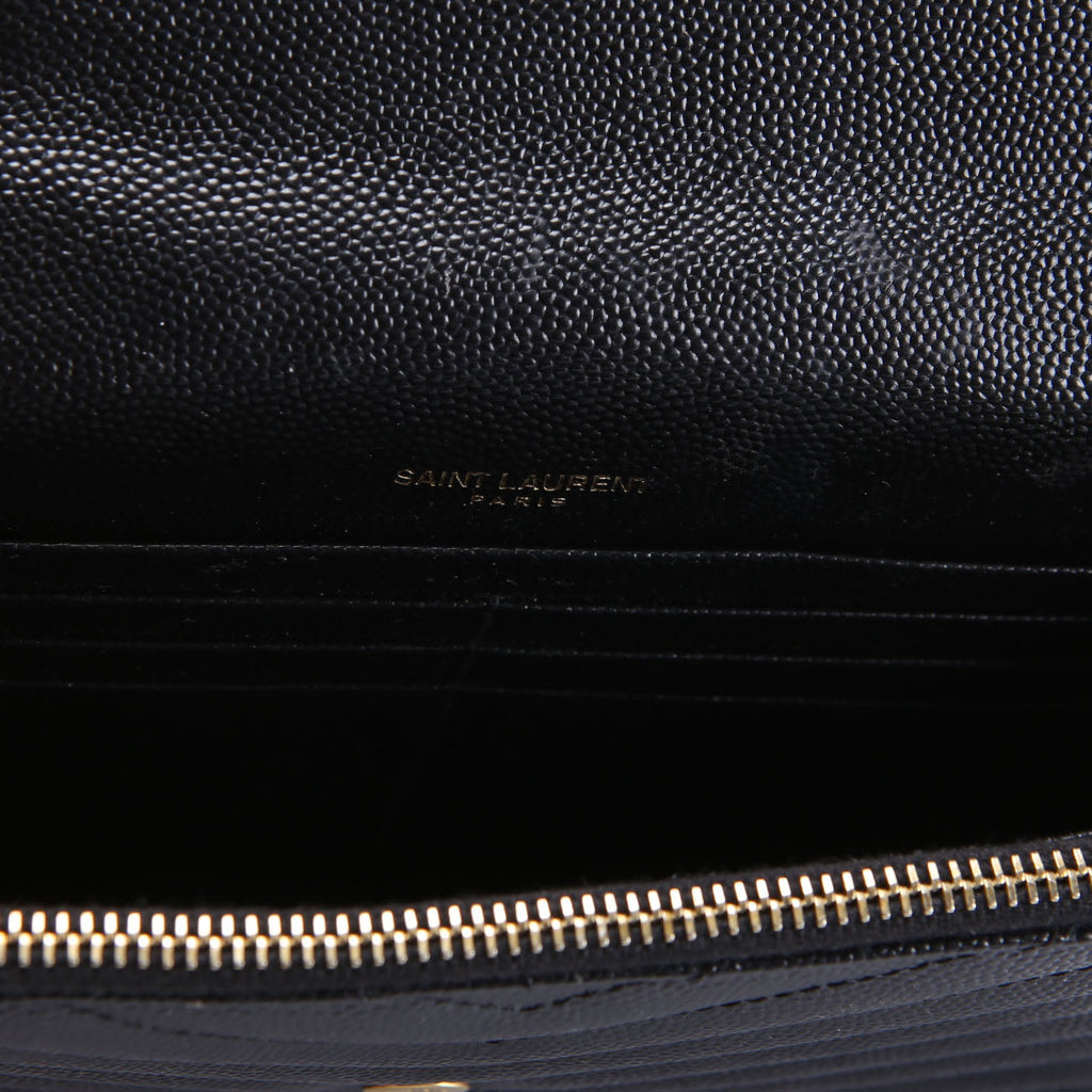 SAINT LAURENT Envelope Chain Wallet 393953 Black