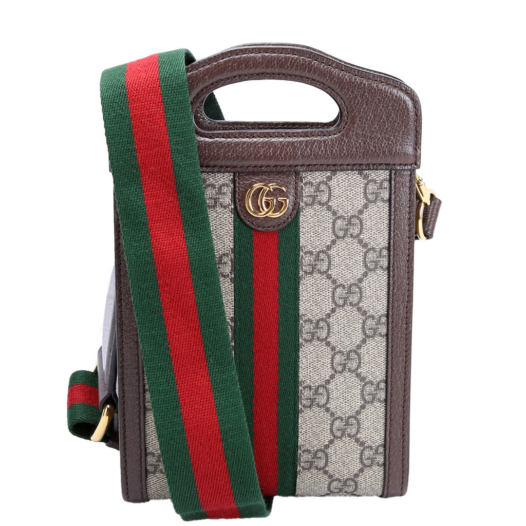 Gucci 699770 GG Supreme Ophidia Mini Top Handle Brown/Beige/Green/Red