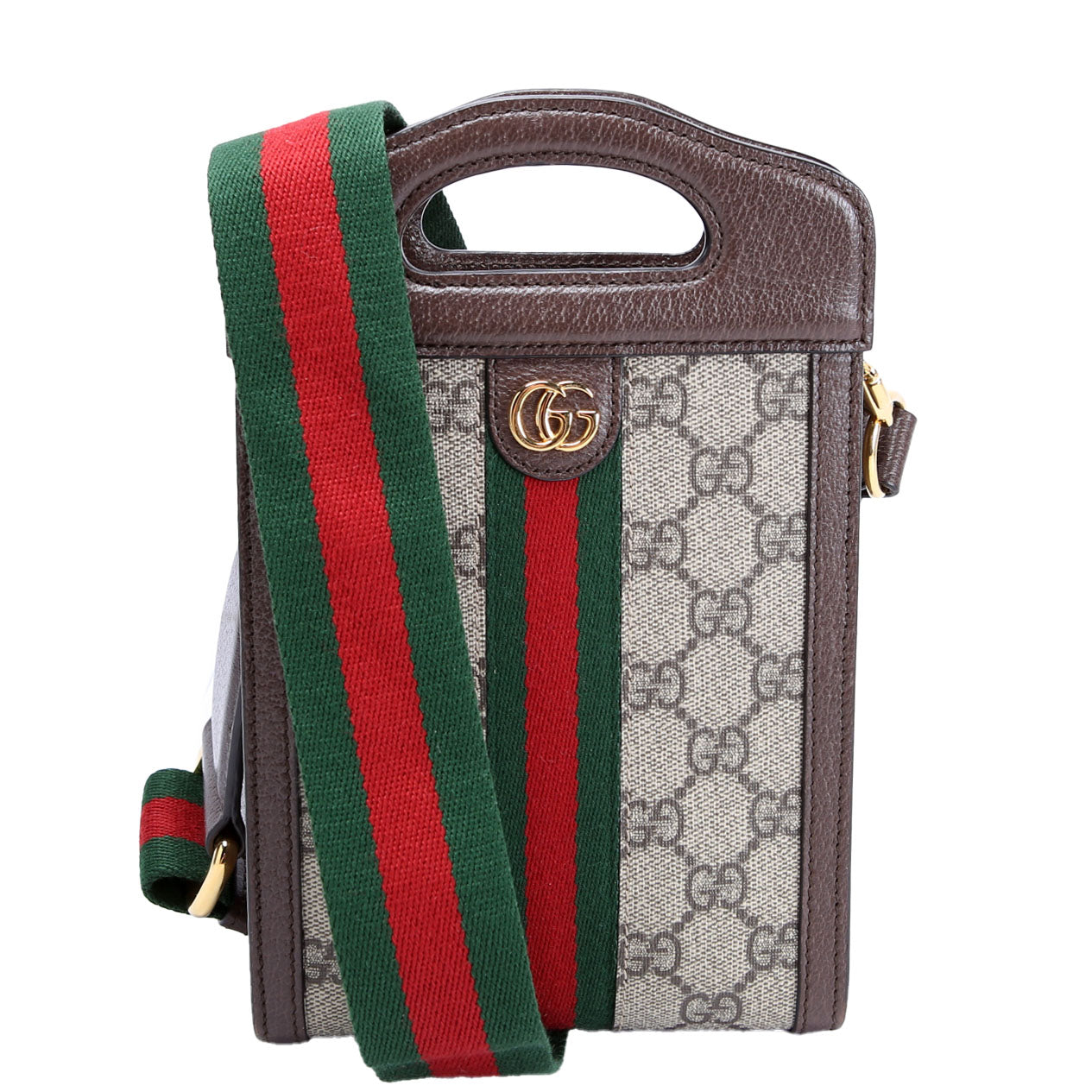 Gucci 699770 GG Supreme Ophidia Mini Top Handle Brown/Beige/Green/Red
