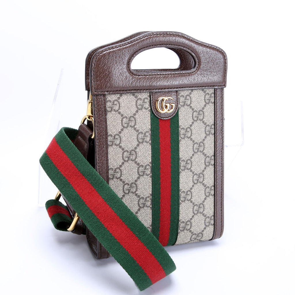Gucci 699770 GG Supreme Ophidia Mini Top Handle Brown/Beige/Green/Red