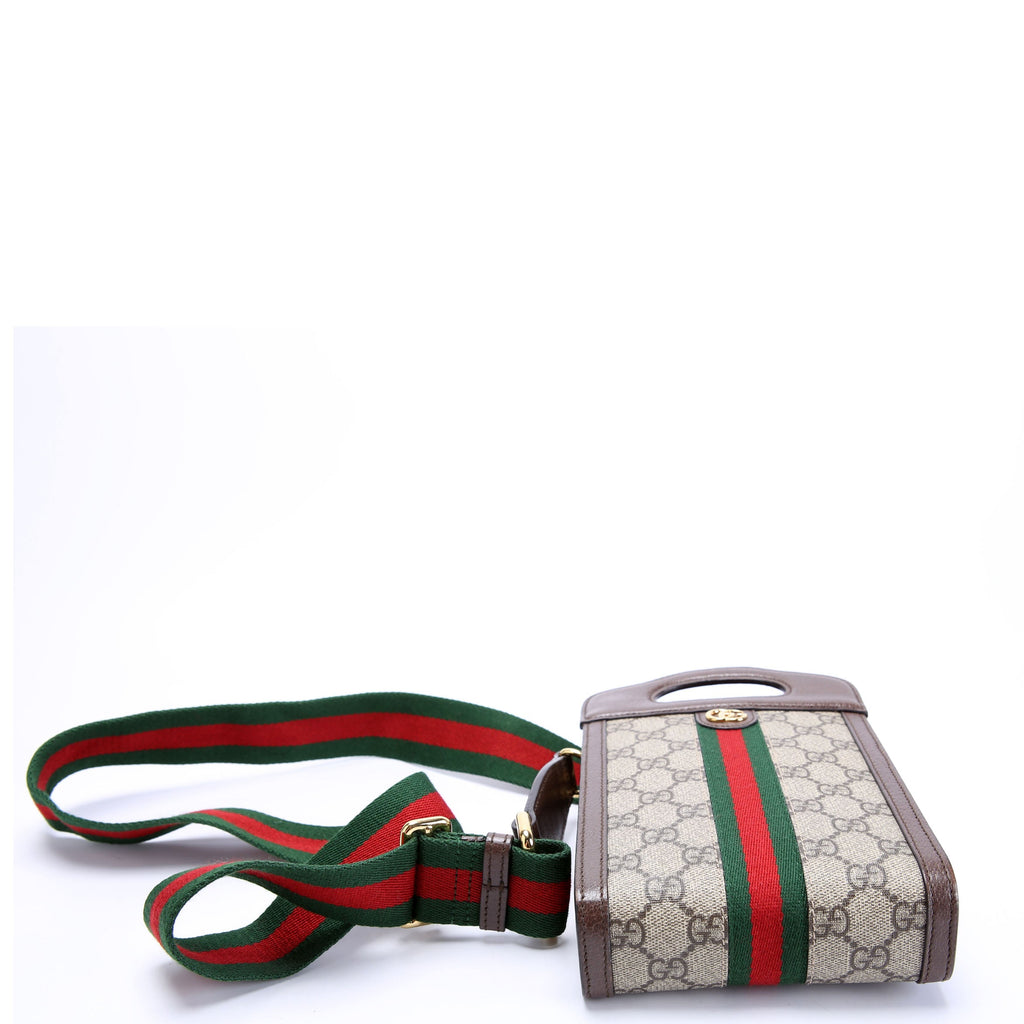 Gucci 699770 GG Supreme Ophidia Mini Top Handle Brown/Beige/Green/Red