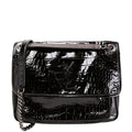 Niki Medium Crocodile Embossed Patent 548942 Black