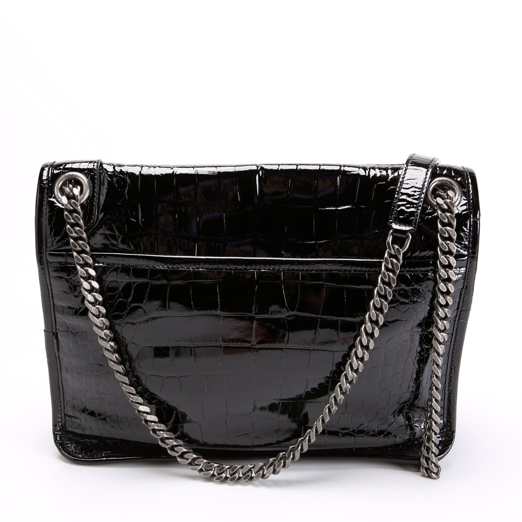 Niki Medium Crocodile Embossed Patent 548942 Black