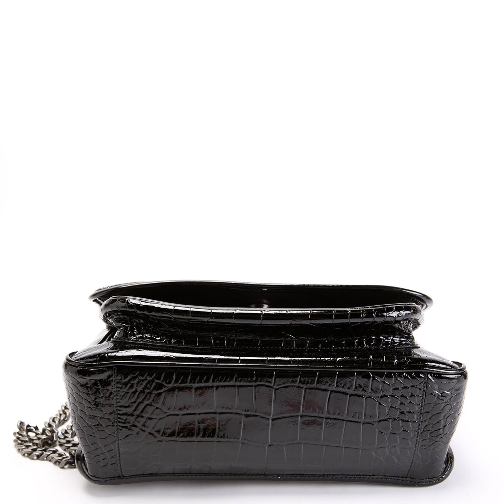 Niki Medium Crocodile Embossed Patent 548942 Black
