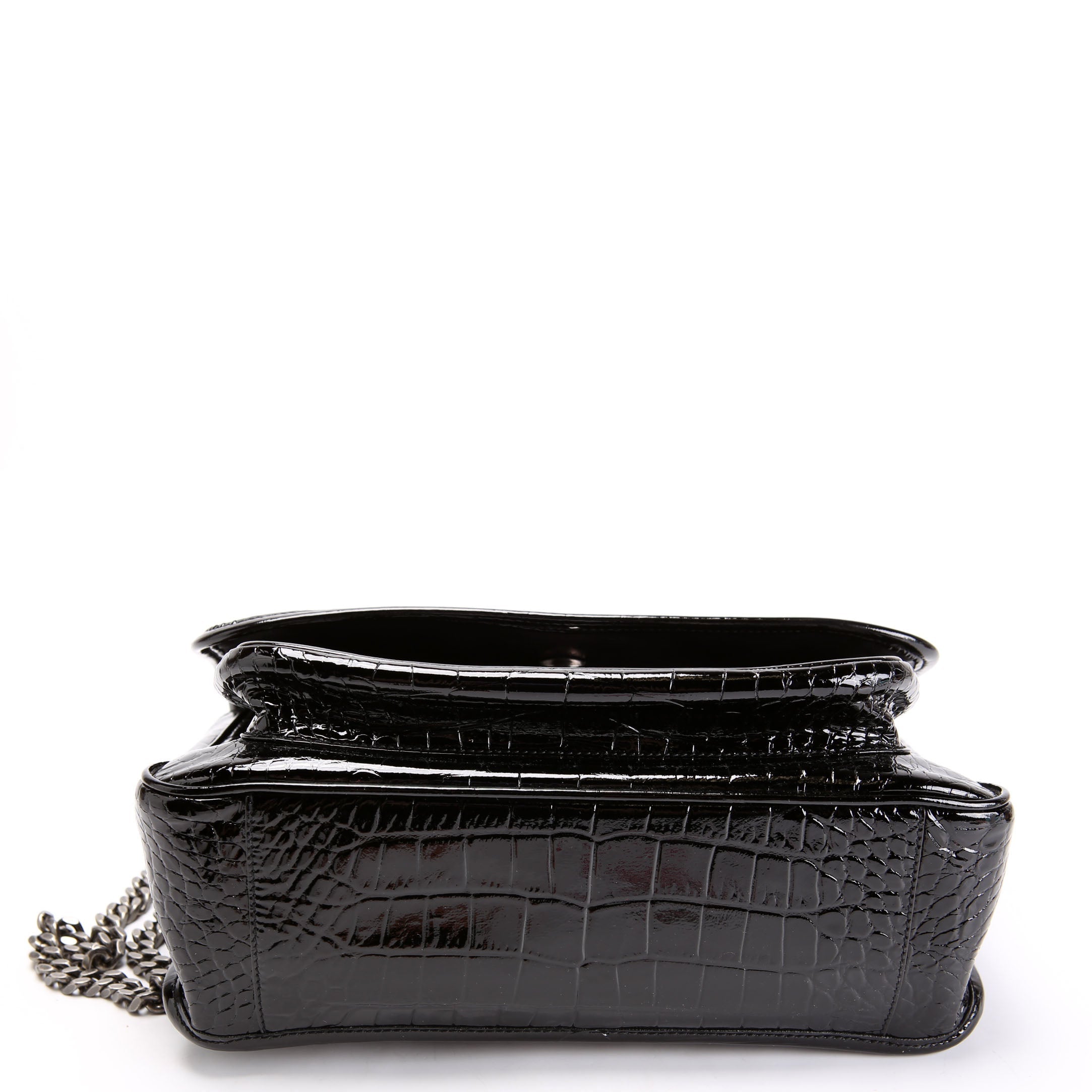 Niki Medium Crocodile Embossed Patent 548942 Black