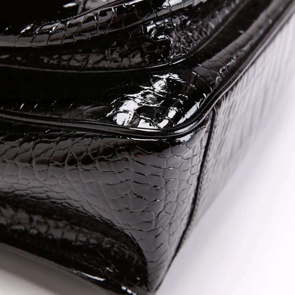 Niki Medium Crocodile Embossed Patent 548942 Black
