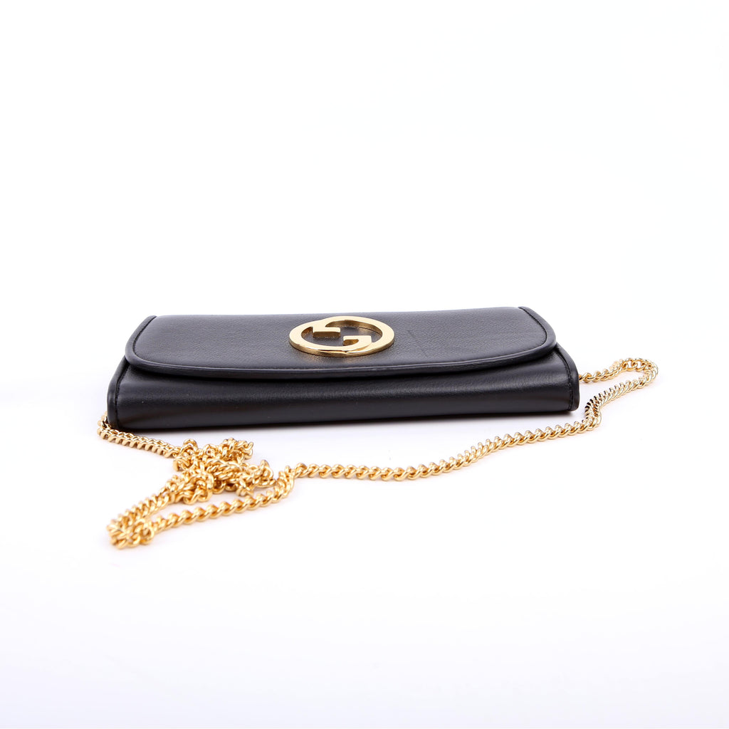 725215 Blondie Leather Continental Chain Wallet Black