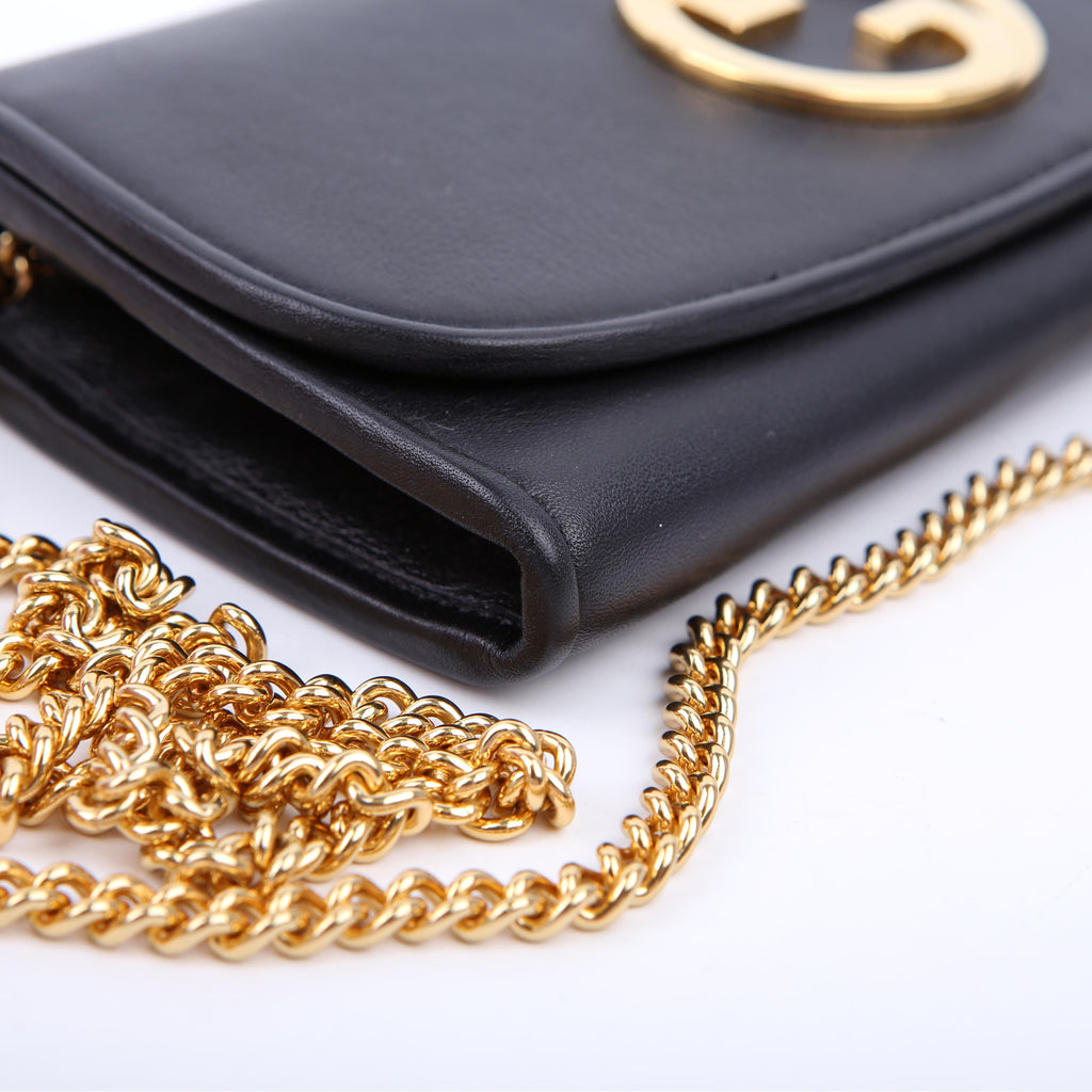 725215 Blondie Leather Continental Chain Wallet Black