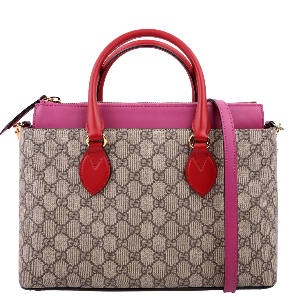 409534 GG Supreme Small Zip Tote Pink/Red
