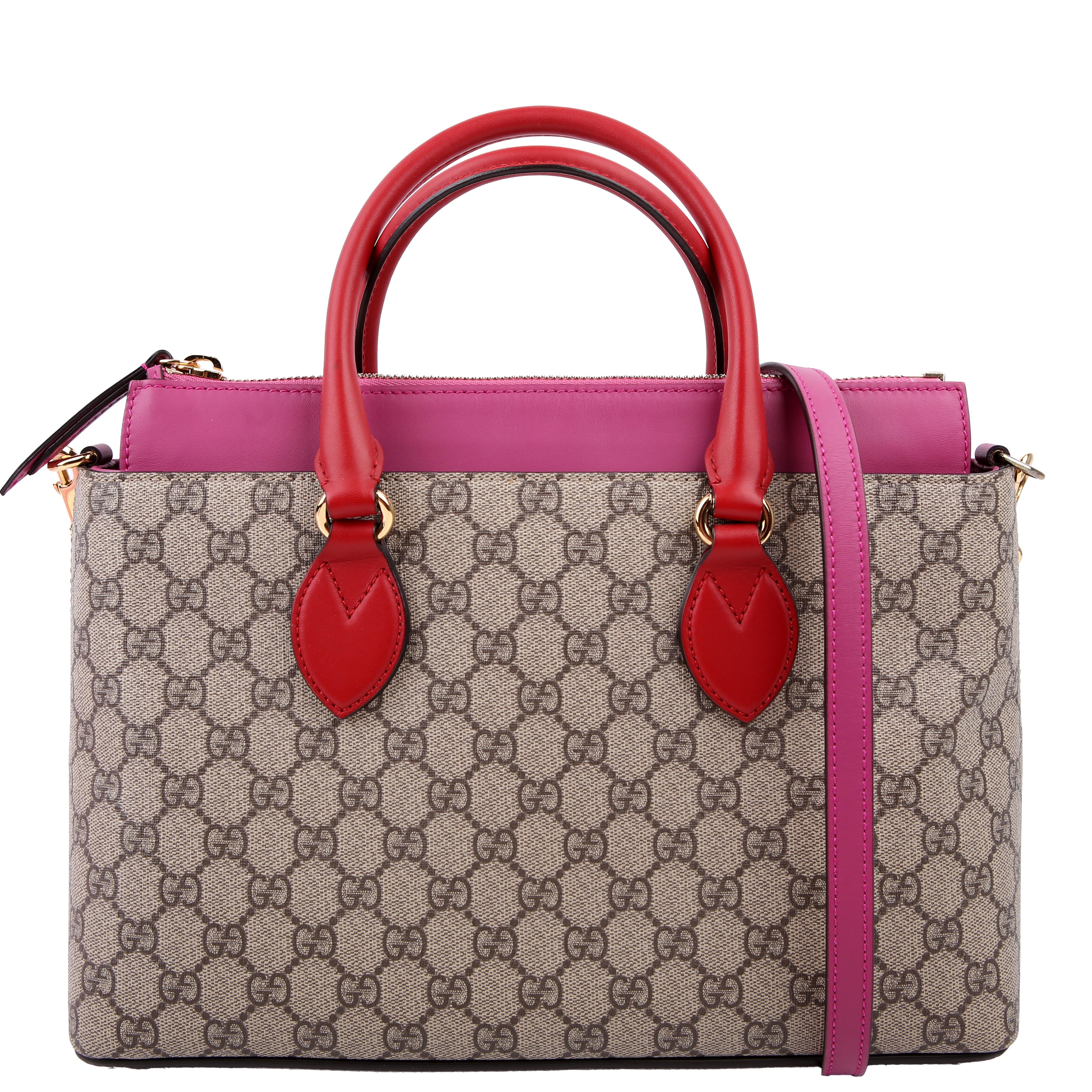 409534 GG Supreme Small Zip Tote Pink/Red