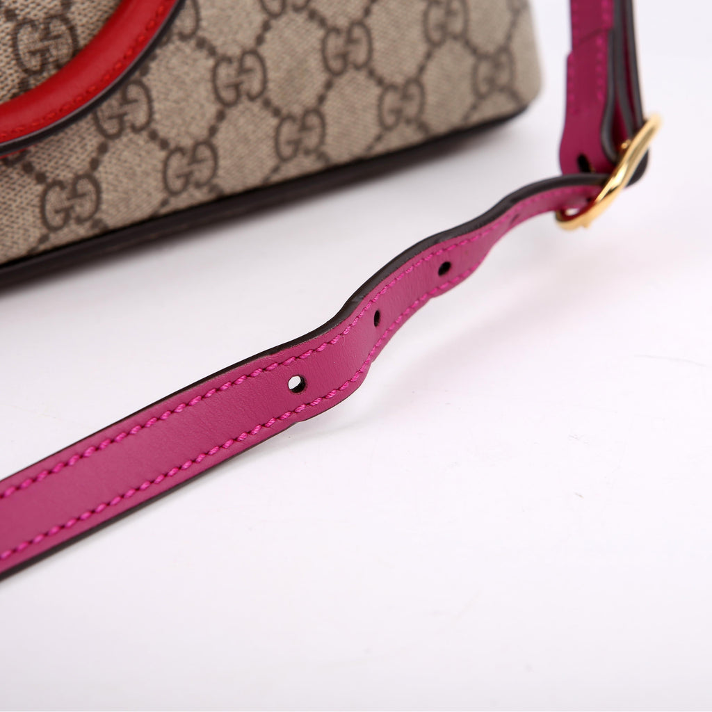 409534 GG Supreme Small Zip Tote Pink/Red